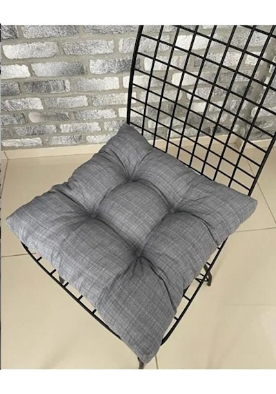 Classic Gri Pofidik Sandalye Minderi - 40x40 Cm