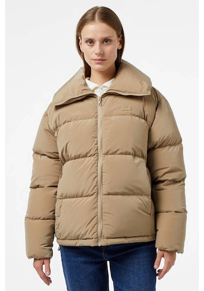 Lacoste Down Fill Jacket Kaztüyü Dolgu Dik Yaka Açık Kahverengi Kadın Mont Kahverengi