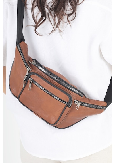 Nahitatyana Unisex Taba Çok Cepli Hakiki Deri Freebag Bel Çantası Ve Omuz Çantası Taba - 121763658 Taba