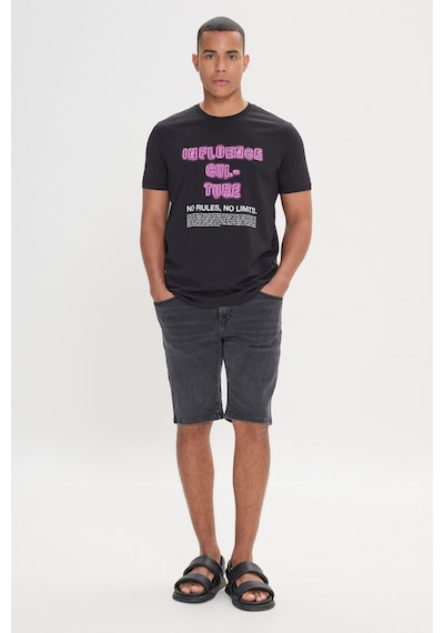 Ac&Co / Altınyıldız Classics Erkek Siyah Standart Fit Normal Kesim Bisiklet Yaka Tişört Siyah