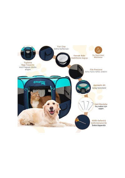 Kingcamp Pets Ancona L Portatif Köpek Çadırı Mavi