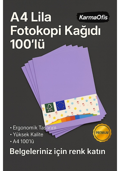 Lila Renk A4 Fotokopi Kağıdı 100'lü Yüksek Kalite