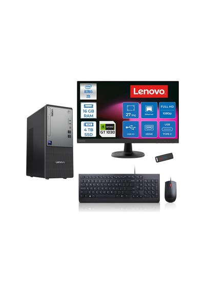 Lenovo ThinkCentre Neo 50T Gen 6 13BD007UTR2721F05 Ultra 5 225 16 GB 4 TB SSD GT1030 27" Free Dos Masaüstü Bilgisayar + USB Bellek