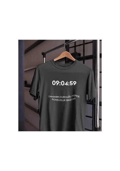 Tarzsokak Unısex Kadın Erkek Mustafa Kemal Atatürk Zaman Sonsuzluk 09.04.59 % 100 Pamuk Tasarım T-shirt S