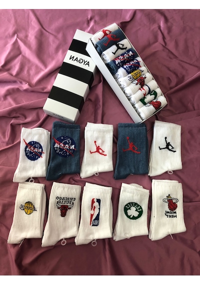 10 Lu Kutulu Basketbol Takim Karakterli Neşeli Renkli Kolej Tenis Çorap
