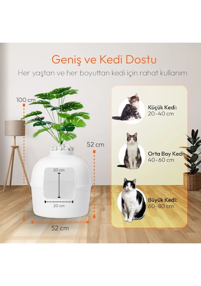 Missidea Dekorapet Dekoratif Kedi Tuvaleti Beyaz