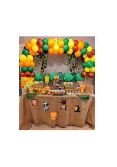 100 Adet Metalik Balon Ve 5 Metre Balon Zinciri Seti, Safari Orman Temalı Uçan Balon Parti Seti Mix