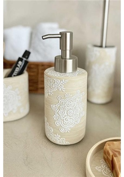 Primanova Totem Banyo Seti 5 Parça - Bej Beyaz