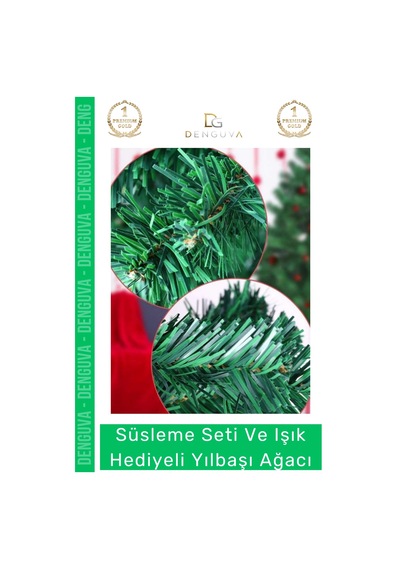 Noelpaketi Lüks Sık Yapraklı Yeşil Çam Ağacı Kaliteli Yılbaşı Dekorasyon Noel Paketi 120 Cm 123 Dal Standart