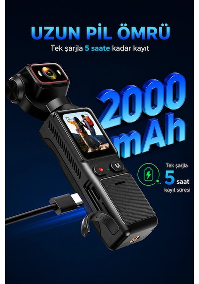 Glr L19 4k Ultra Hd Wi-fi Vlog Kamerası 180 Dönebilir Lens, 6 Eksenli Sarsıntı Önleyici Gimbal Dest