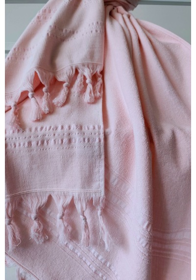 Açık Pembe Çizgili Havlu Peştemal 90x170cm - Yumuşak Plaj Havlusu- %100 Pamuk Acıkpembe Açık Pembe