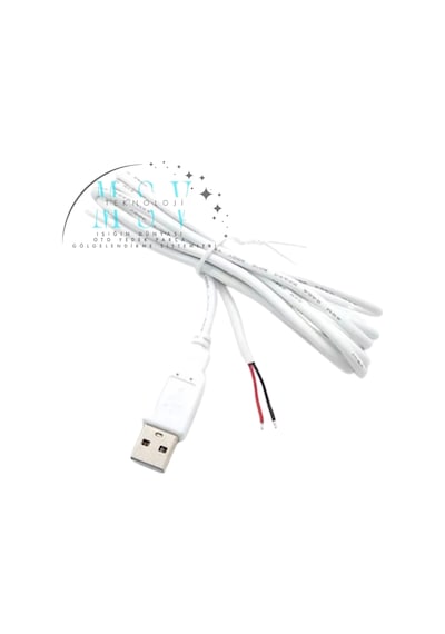 5 Volt 2 Amper 100 Cm Ucu Açık Usb Li Beyaz Renk Erkek Güç Kablosu
