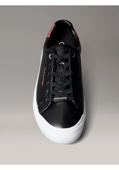 Calvin Klein Vulc Bağcıklı Deri Ve Hareli Kadın Siyah Sneaker Hw0hw02747-0gk Siyah