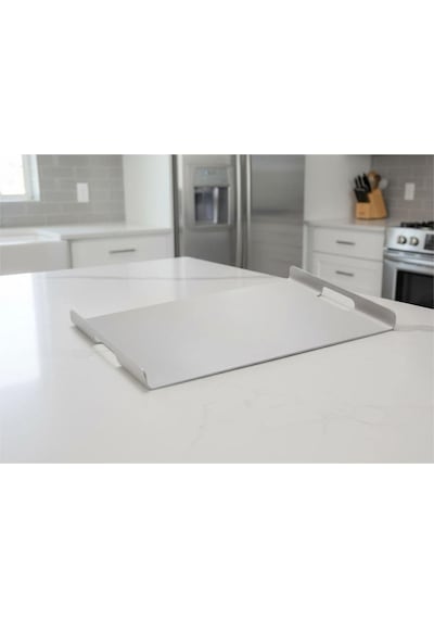 Gkd 304 Kalite Paslanmaz Çelik Bükümlü Çok Amaçlı Sunum Tepsisi 25x40cm Gri