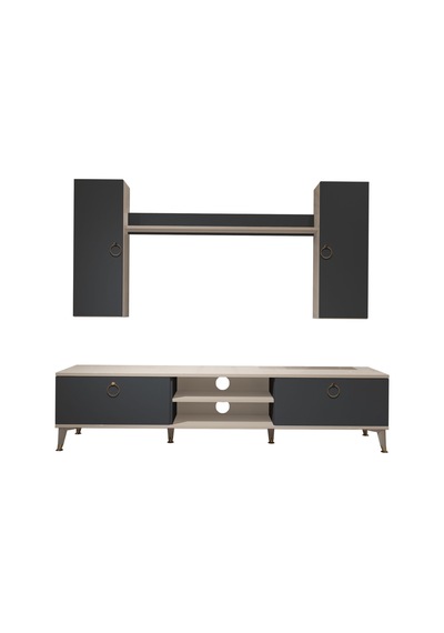Decoraktiv Eko 7 Mdf Dvd Gold Tv Ünitesi Tv Sehpası Beyaz - Antrasit