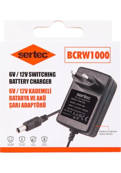 Sertec 6 Volt/12 Volt 1 Amper Kademeli Akü Şarj Cihazı