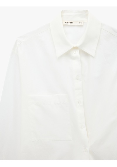 Koton Pamuklu Cepli Uzun Kollu Asimetrik Tasarım Kapama Oversize Poplin Gömlek Kırık Beyaz 7wak60143uw Ekru Koton Pamuklu Cepli Uzun Kollu Asimetrik Tasarım Kapama Oversize Poplin Gömlek Kırık Beyaz 7wak60143uw Ekru