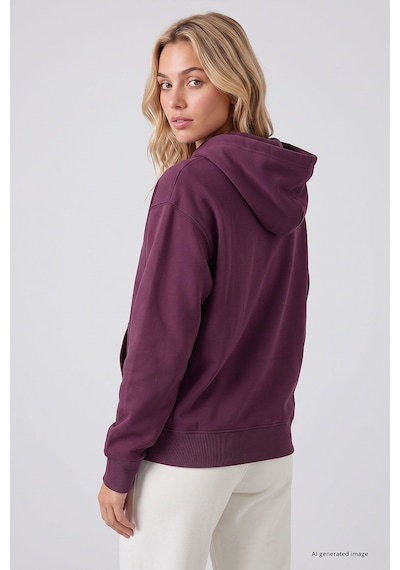 TOMMYLIFE Soft Vişne Standart Kapüşonlu Kanguru Cepli Basic Kadın Sweatshirt - 97321