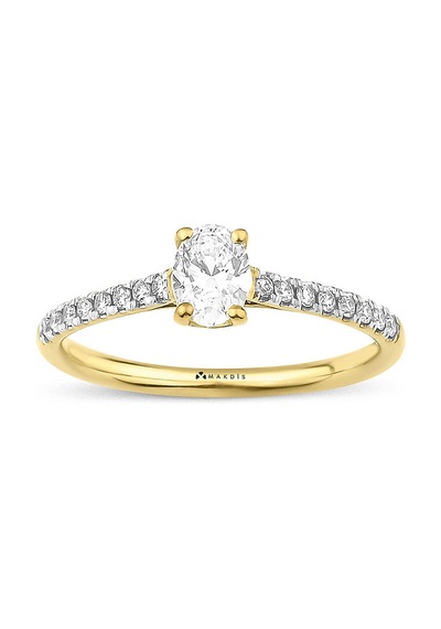 0.70 Karat Oval Tektaş Pırlanta Yüzük - Hrd Sertifikalı Beyaz Altın