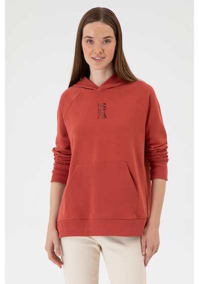 U.S. Polo Assn. Kadın Kiremit Yırtmaçlı Kapüşonlu Sweatshırt 50313611-VR026