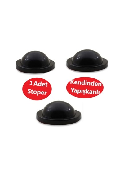 Silikon Kapı Stoperi Siyah 3 Adet Tamponu Kendinden Yapışkanlı Siyah Kapı Kolu Stopu
