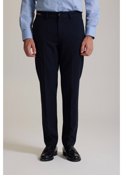 Erkek Lacivert Regular Fit Yan Cepli Kışlık Kanvas Pantolon
