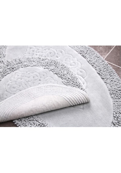 Cotton Special %100 Pamuk 2'li Oval Osmanlı Desen Pamuklu Klozet Takımı Gri Renkli