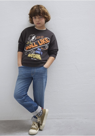 Mavi - Roll Like Baskılı Antrasit Sweatshirt 6s10179-70087 Antrasit