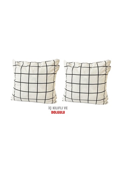 Kırlent Yastık Dolgulu Vip Yastık 2 Adet-43X43 Cm(Beyaz Pano) (524872412)