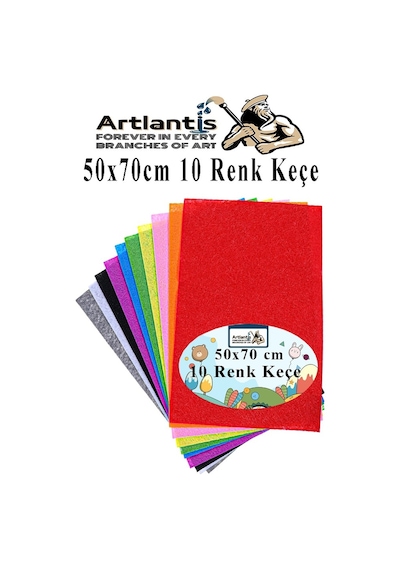 Keçe 50x70 Cm 10 Renk 1 Paket 2.0 Mm Renkli Hobi Keçesi Elişi Keçe Kumaşı Anasınıfı Kreş Okul Öncesi El Sanatları