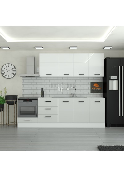255 Cm Mutfak Dolabı Mdf Kapak Tezgah Dahil Yrkn255 100 Gümüş