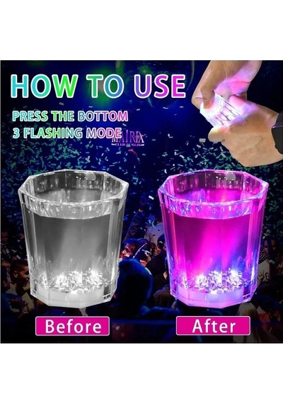 Led Işıklı Eğlence Bardakları - 3 Modlu Renk Değiştiren Bardak 12 Adet +0