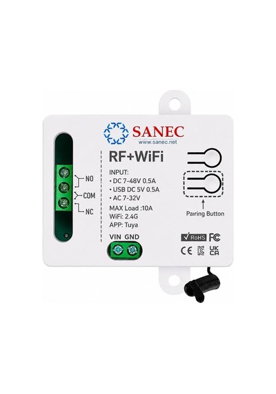 Akıllı Wifi + Rf 433mhz Tek Kanallı 10a Röle Modülü Tuya, Alexa, Google Asistan Destekli
