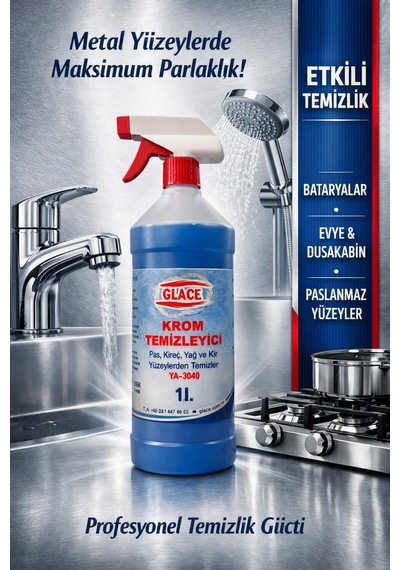 Krom Temizleyici 1 Litre Pas, Kireç, Yağ Ve Kir Çözücü 1 L / Krom Temizleme 1 Litre Paslanmaz Çelik Ve Krom Temizleyici Diğer