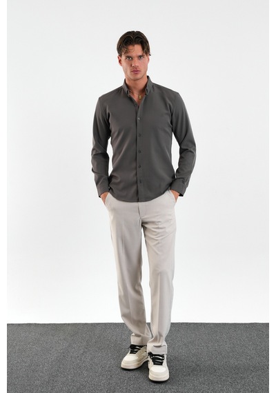 Redline Flex Slim Fit Yumuşak Kolay Ütü Nefes Alan Erkek Gömlek Gri