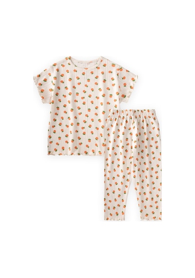 Cigit Desenli Pijama Takımı 1-8 Yaş Portakal Desen Turuncu