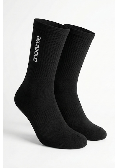 Allunique Erkek Supima Pamuklu Siyah Yarım Havlu Dikişsiz Spor Çorabı Siyah