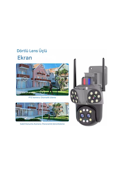 Mpia Orino 4 Lens 10x Zoom 8mp 360 Görüş Hareketli Waterproof Gece Görüş Sesli Görüşme Akıllı Kamera