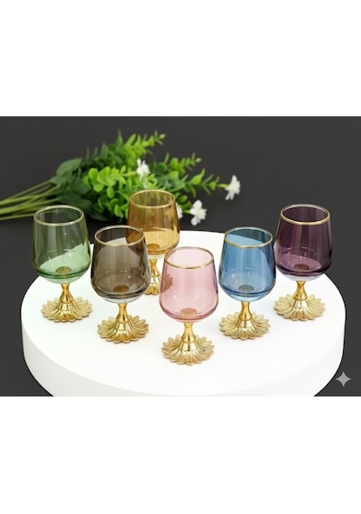 Çnr Home Collection Lina Metal Ayaklı Kahve Yanı Su & Meşrubat Bardağı Çok Renkli