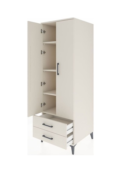Kronos Dolap 4 Raflı Tek Çekmeceli 2 Kapaklı 60x59x182 Çam-aytaşı Aytası