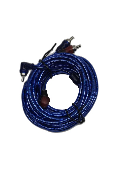 5 Metre 2 Rca To 2 Rca Oto Amfi Kablosu - Şeffaf Mavi Ses Aktarım Kablosu - Kırmızı Mavi Tos Fiş