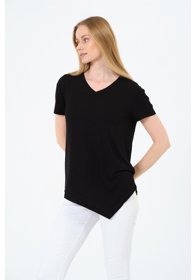 Kadın Kısa Kollu Oversize V Yaka T-şhirt Çok Renkli