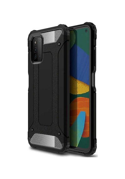 Kilifone - Samsung Uyumlu Galaxy A03s - Kılıf Çift Katman Zırh Tank Crash Military Kapak - Siyah