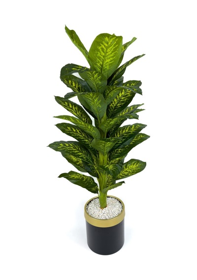 Biçiçek Yapay Di̇fenbahya 170 Cm Si̇yah Gold Metal Saksıda