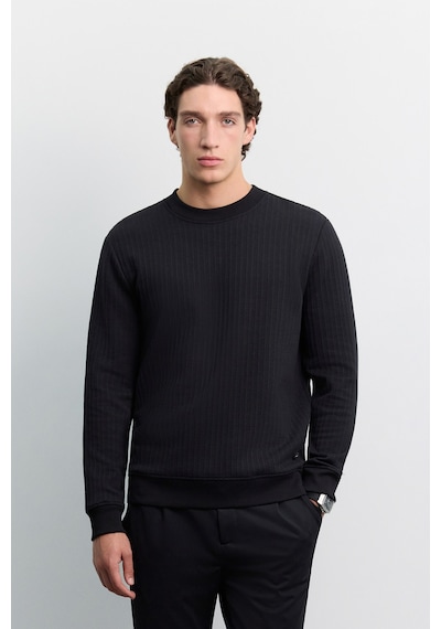 Avva Erkek Siyah Bisiklet Yaka Kolay Ütülenen Jakarlı Regular Fit Sweatshirt A62y1250