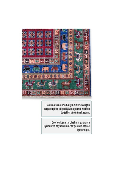 Dekoratif Halı Kaymaz Taban Leke Tutmaz Yıkanabilir Kilim Özel Ölçü Salon Halısı 3023-01 Çok Renkli