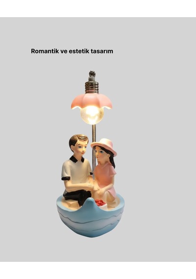 Oturan Çift Figürlü Led Masa Lambası Romantik Hediye Diğer