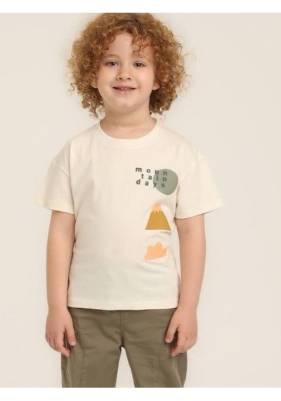 Jack Lions Erkek Bebek Pamuklu Sıfır Yaka Sırt Baskılı T-shirt-15644 Ekru
