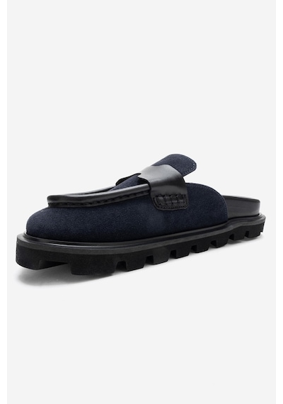 Luvishoes Vela Lacivert Süet Hakiki Deri Kadın Terlik Lacivert