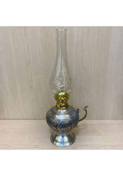 Kalay Eskitme İşlemeli Gaz Lambası Gri